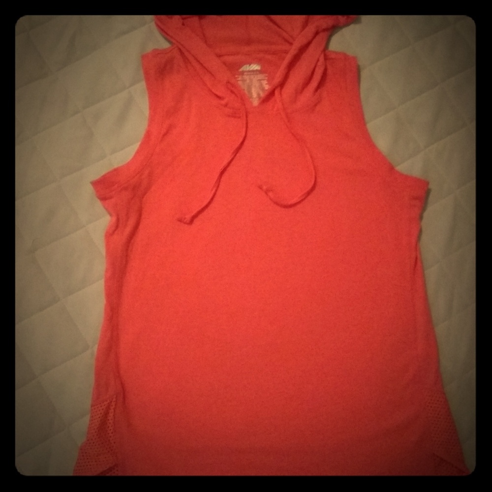 Women's Size XS Orange Mesh Hooded Tank Top